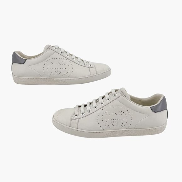 Gucci Ace GG Interlock Logo Low Top Sneakers White Leather Size 39 US 9 Women - Picture 8 of 14